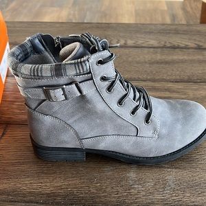 Gray ankle boots